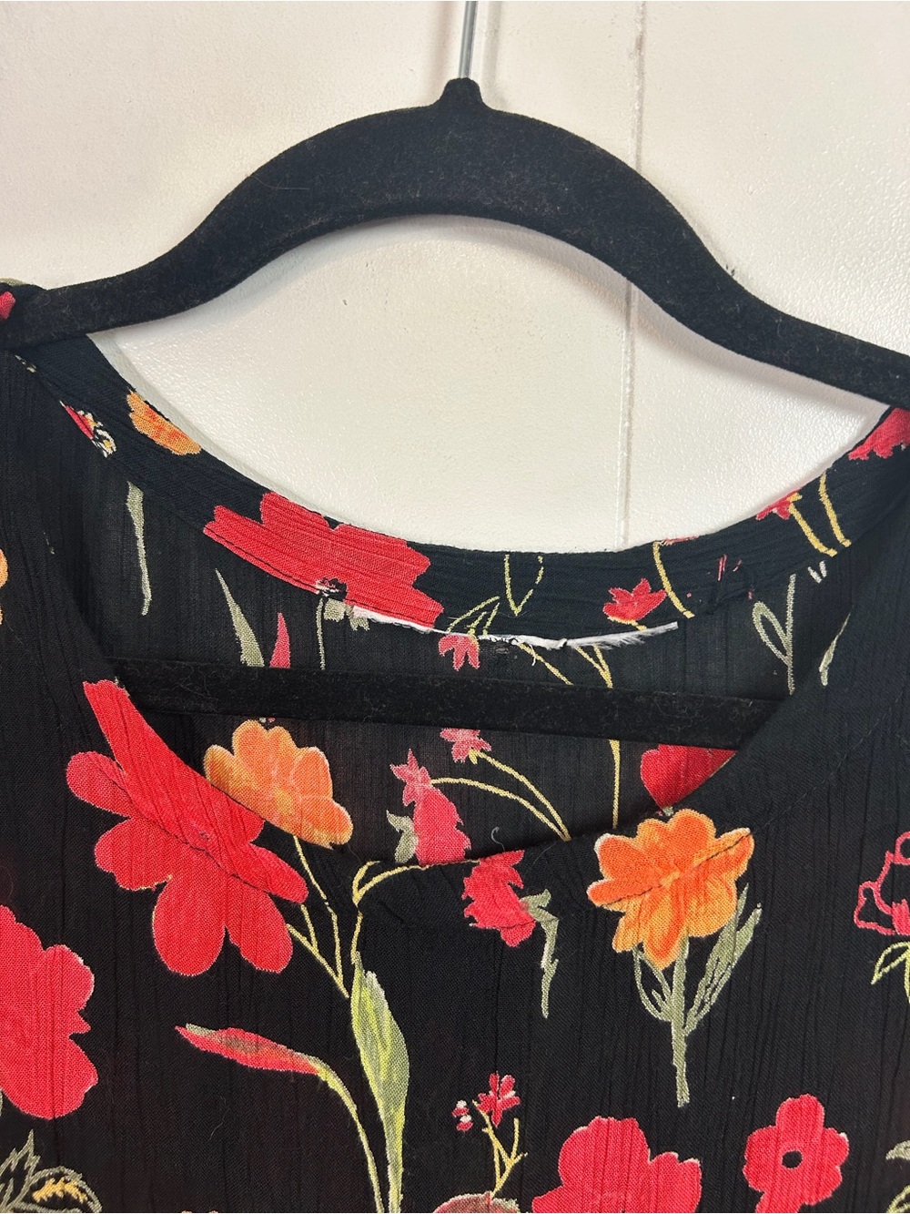 Vintage 90s Black Floral Midi Dress Womens Large Whimsigoth Grunge Cottagecore - Picture 6 of 11